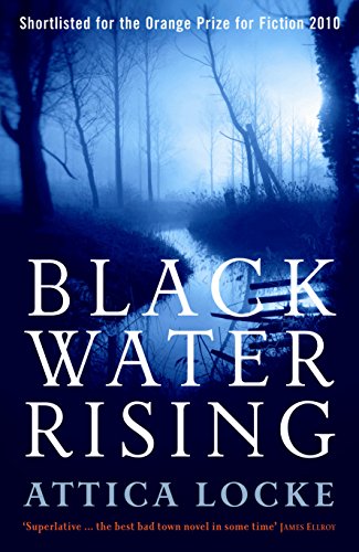 Book cover: dark, misty forest and water with large white text.