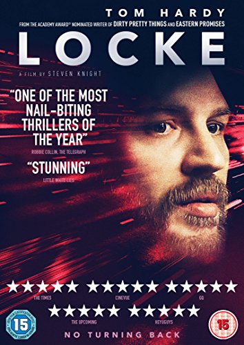 DVD cover for "Locke" featuring a close-up of Tom Hardy’s face.