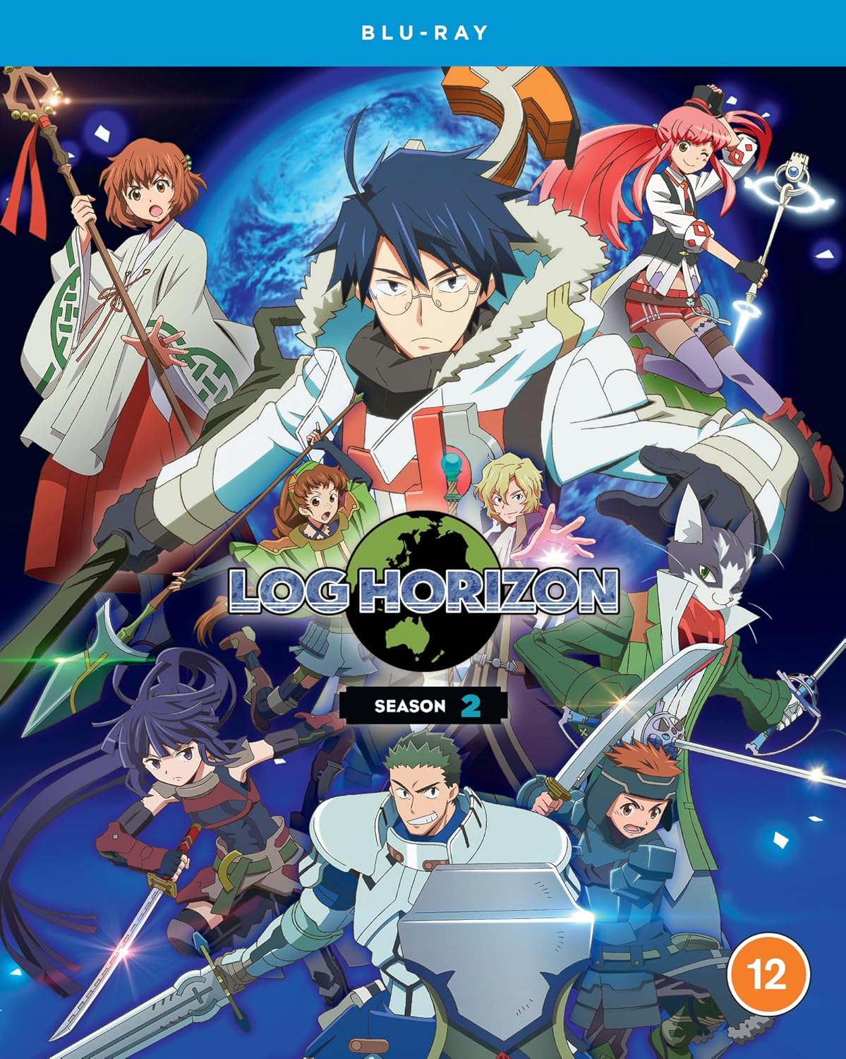 Log Horizon Season 2 Blu-ray cover featuring anime characters with weapons.