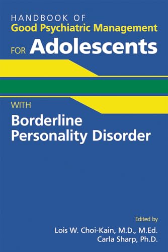 Blue book cover with yellow and green bands, titled “Handbook of Good Psychiatric Management.”