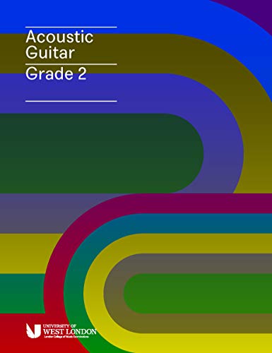London College of Music Acoustic Guitar Handbook, Grade 2, colorful cover.
