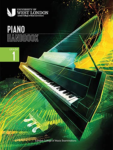 Cover of London College of Music Piano Handbook Grade 1 featuring a grand piano.