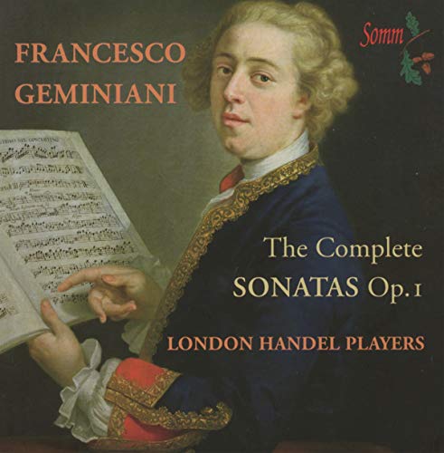 CDL CD cover featuring a portrait of Francesco GemC Geminiani holding a music score.
