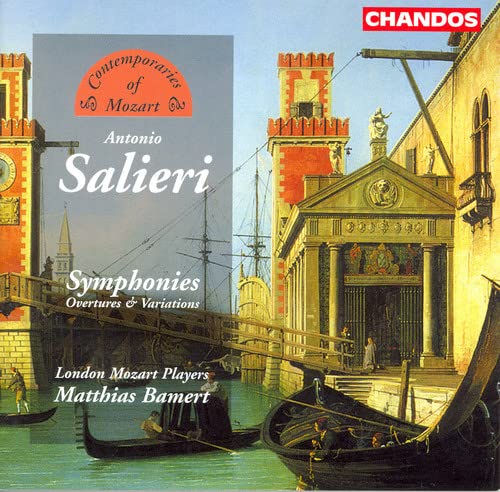 CD cover: Venice canal scene with "Salieri: Symphonies" text and Chandos logo.