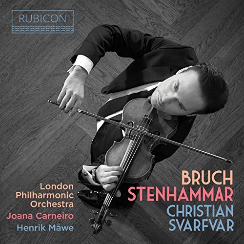 Violinist playing, album cover for Bruch and Stenhammar concertos.