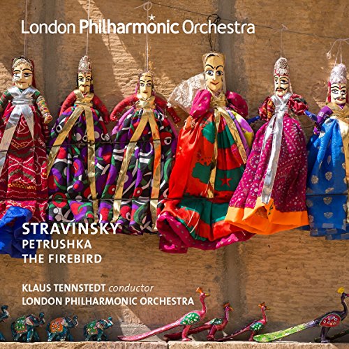 CD cover for Stravinsky’s *Petrushka* featuring colorful wooden puppets.