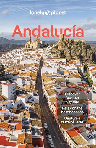 Lonely Planet Andalucia travel guide cover showing a white village with a hilltop castle.