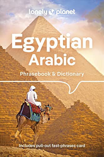 Lonely Planet Egyptian Arabic phrasebook cover with pyramids and a camel.