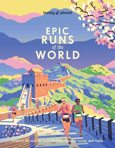 Book cover illustration of runners on the Great Wall of China with cherry blossoms.