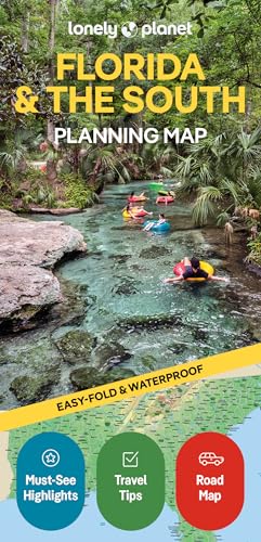 Lonely Planet Florida & the South planning map with people tubing on a river.