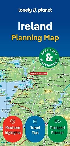 Lonely Planet Ireland Planning Map showing a detailed topographical map of the Galway region.