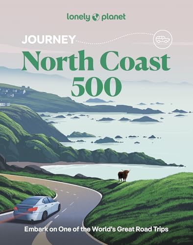 Lonely Planet North Coast 500 book cover showing a car on a coastal road.