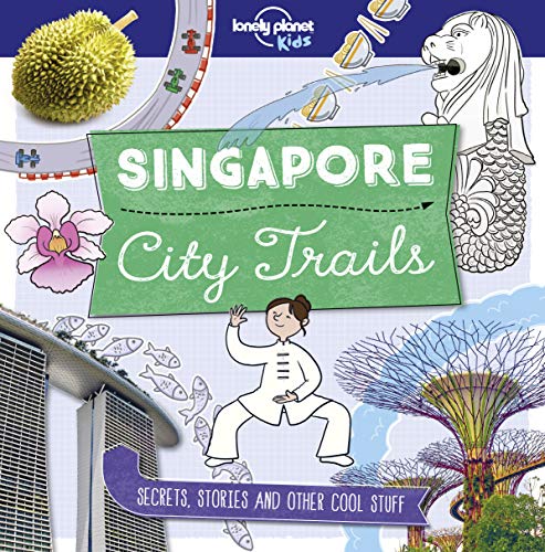City Trails - Singapore" book cover with illustrations of landmarks and people.
