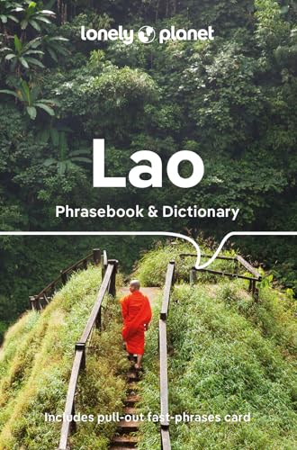 Lonely Planet Lao Phrasebook & Dictionary cover with lush green landscape.