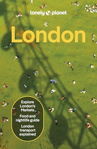 Lonely Planet London guidebook cover showing an aerial view of people on green grass.