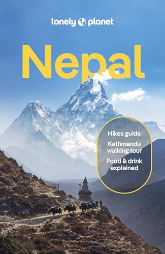 Lonely Planet Nepal travel guide cover featuring a mountain landscape with yaks on path.