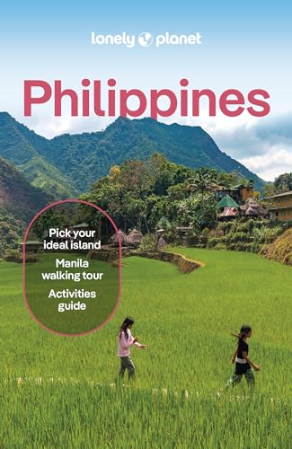 Lonely Planet Philippines travel guide cover featuring two children walking through green rice terraces.