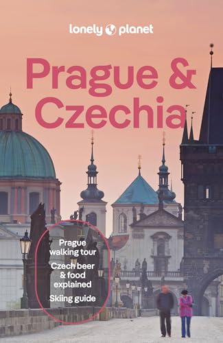 Lonely Planet Prague & Czechia travel guide cover featuring a sunset view of Prague.