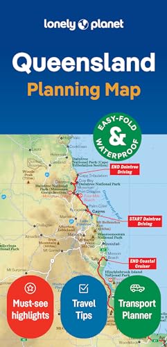 Lonely Planet Queensland Planning Map showing a detailed regional map with travel route highlights.