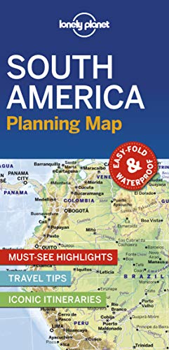 Lonely Planet South America planning map showing a portion of the continent on paper.