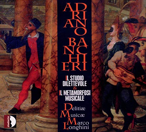 CD cover: Renaissance figures in a courtyard, text "Banchieri: Il studio dilettevole".