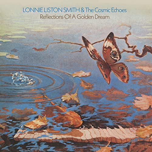 Album cover art showing a butterfly over water with piano keys and fallen leaves.