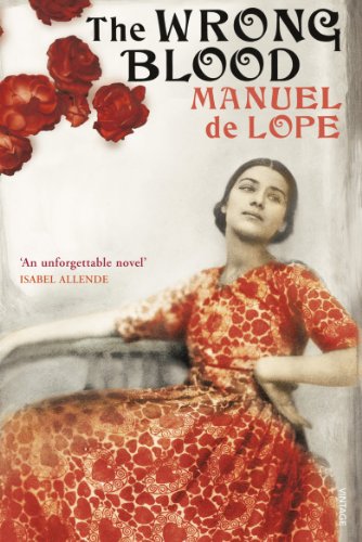 Book cover: woman in red dress, roses, titled "The Wrong Blood".
