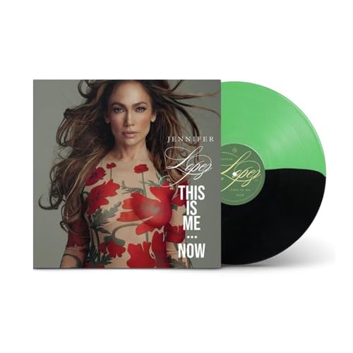 Jennifer Lopez album cover and green-and-black vinyl record.