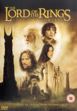 DVD cover for "The Lord of the Rings: The Two Towers" film.