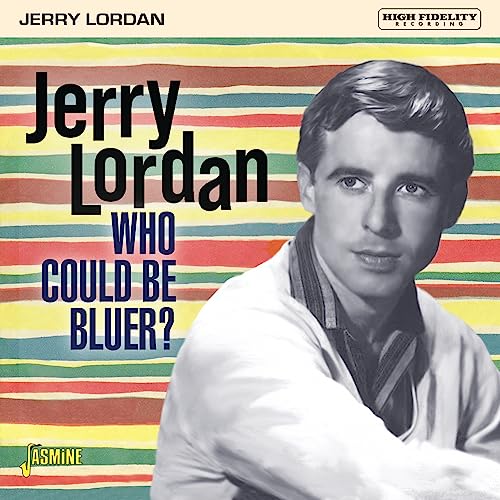 Jerry Lordan album cover with portrait and colorful striped background.