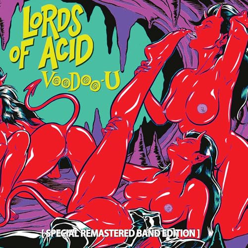 Red illustration of demonic figures, album cover for Lords Of Acid’s Voodoo-u.