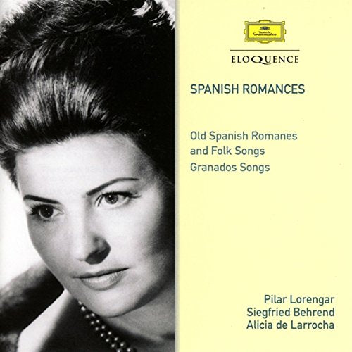CD cover featuring Pilar Lorengar’s portrait and “Spanish Romances” text.