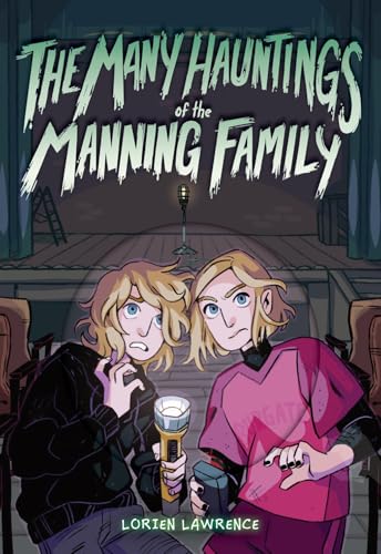 Book cover: two young people with flashlights in a spooky hallway.