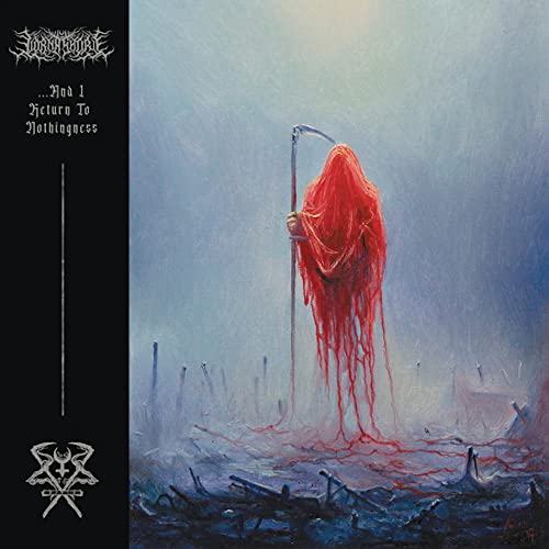 Lorna Shore EP cover: figure with a scythe in a desolate landscape.