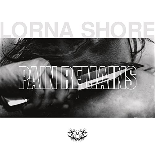 Lorna Shore “Pain Remains” vinyl album cover with distorted face imagery.