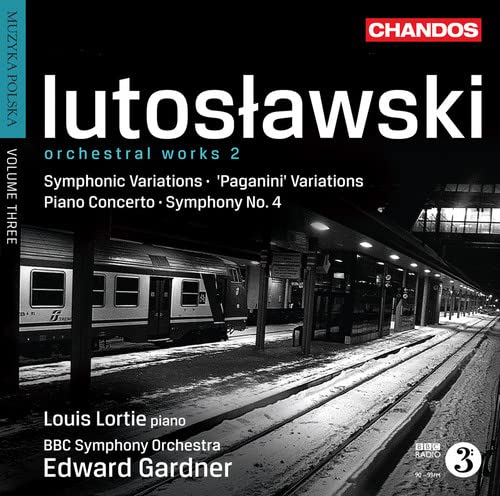 CD cover for Lutosławski’s orchestral works, featuring a train station image.