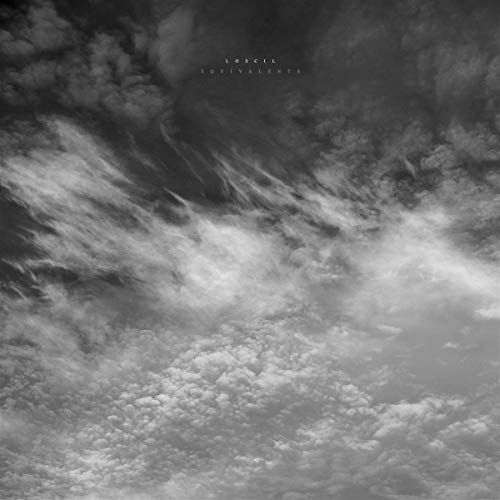 Black and white abstract album cover for Loscil’s “Equivalents” vinyl.