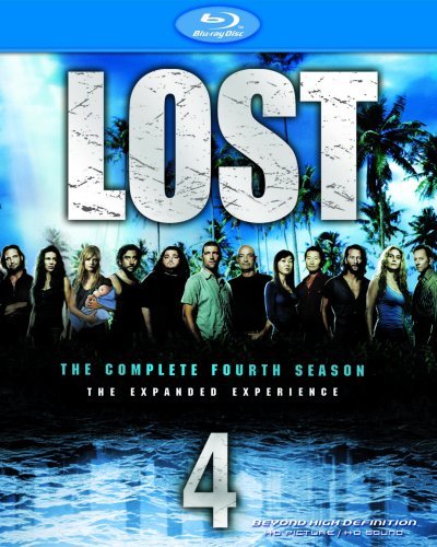 Lost" Season Four Blu-ray cover featuring the show's cast against a tropical backdrop.