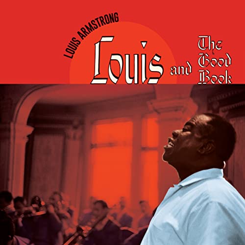 Louis Armstrong album cover featuring a photo of him singing in a church.