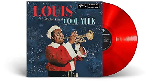 Louis Armstrong album cover and red vinyl record beside it.
