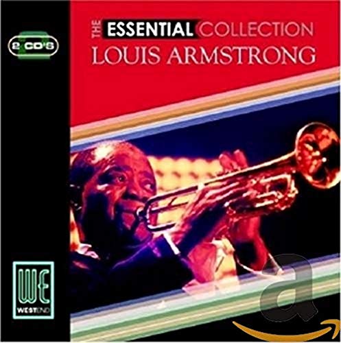 Louis Armstrong playing trumpet on the cover of a two-CD set.