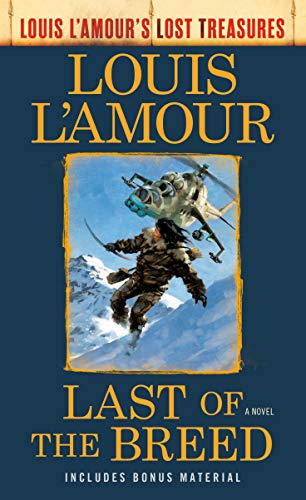 Book cover: “Last Of The Breed” with a helicopter and figure in mountains.