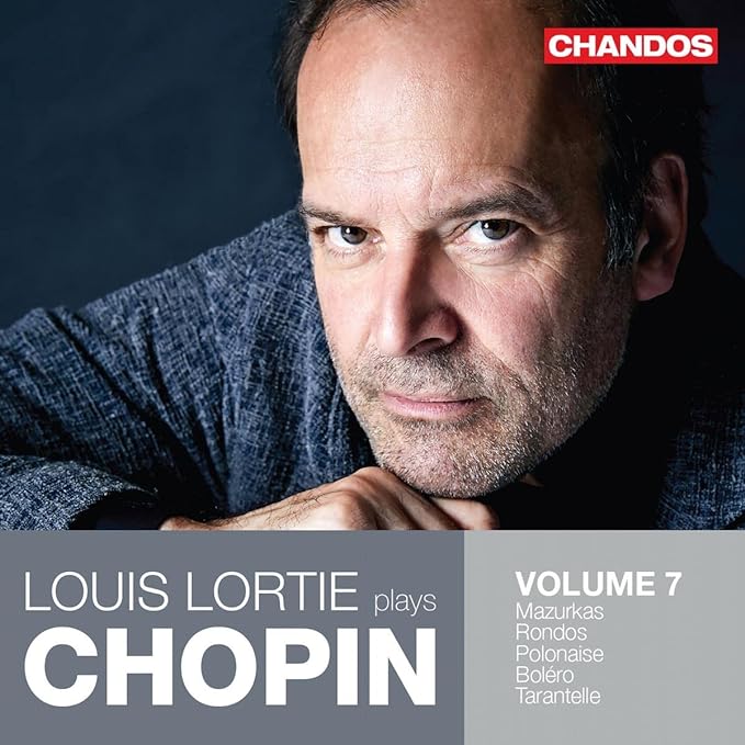 CD cover featuring pianist Louis Lortie, text “Louis Lortie plays Chopin Volume 7”.