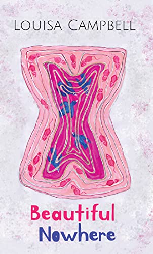 Book cover with abstract hourglass shape in pink, blue, and purple.