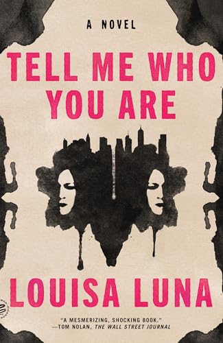 Book cover with pink text and a black inkblot Rorschach test featuring faces and skyline.