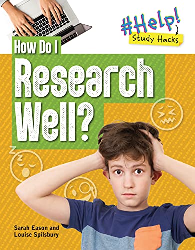Book cover with a boy looking confused, laptop, and text “How Do I Research Well?”