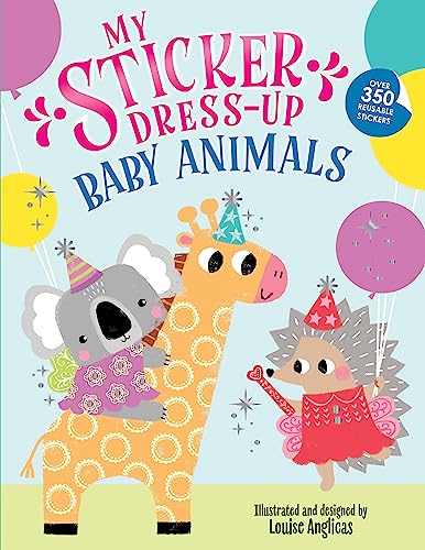 Children’s sticker book cover featuring a giraffe, koala, and hedgehog.