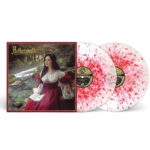 Album cover showing a woman in a red dress beside two red-splattered vinyl records.