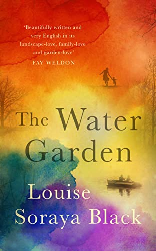 Book cover: "The Water Garden" by Louise Soraya Black, with figures and boat.