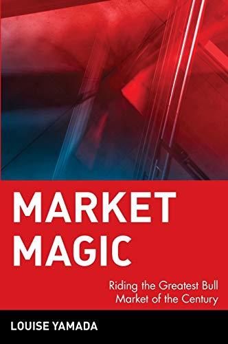 Book cover: "Market Magic" by Louise Yamada, red and blue abstract design.